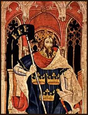 [Picture - Tapestry: King Arthur as one of the Nine Worthies]